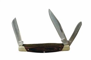 Buck Pocket Knife vtg folding three 3 blade steel stag pocketknife 373 hunting