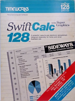 COMMODORE 128 -- SWIFT CALC 128 WITH SIDEWAYS (TIMEWORKS - DISK) #KARTONBOX - Bild 1 von 4