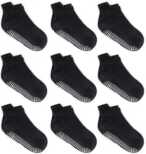 Baby Non Slip Grip Ankle Socks, Non Skid Soles for Toddlers 12-36 Months, Black - Picture 1 of 9