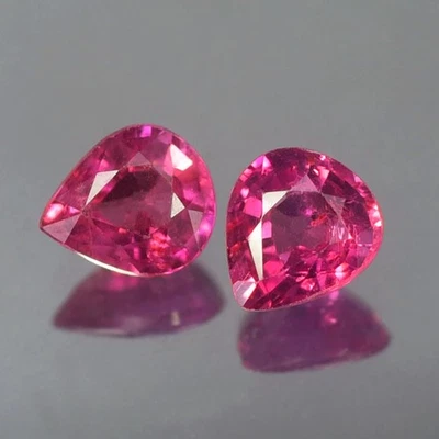 0.57CT CHARMING AA PAIR UNHEATED UNTREATED PEAR PINK RED RUBY NATURAL - Image 1 of 3