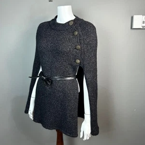 Theory Pullover Cape Small Kaschmir Wolle grau Capelet Military Retro Castlecore - Bild 1 von 8