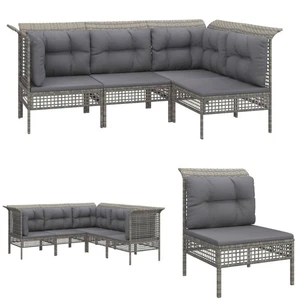 Garten Lounge Set mit Kissen Sofa Garnitur Gartenmöbel Grau Poly Rattan 9 Model - Bild 1 von 31