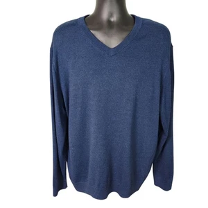 Suéter Turnbury Extra Fino Lana Merino Para Hombre XL Azul Marino Informal Cuello en V - Imagen 1 de 10