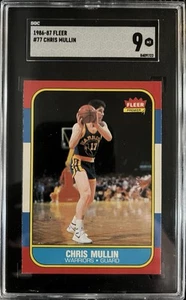 1986-87 Fleer Basketball #77 Chris Mullin Rookie RC SGC 9 MINT Warriors - Picture 1 of 2