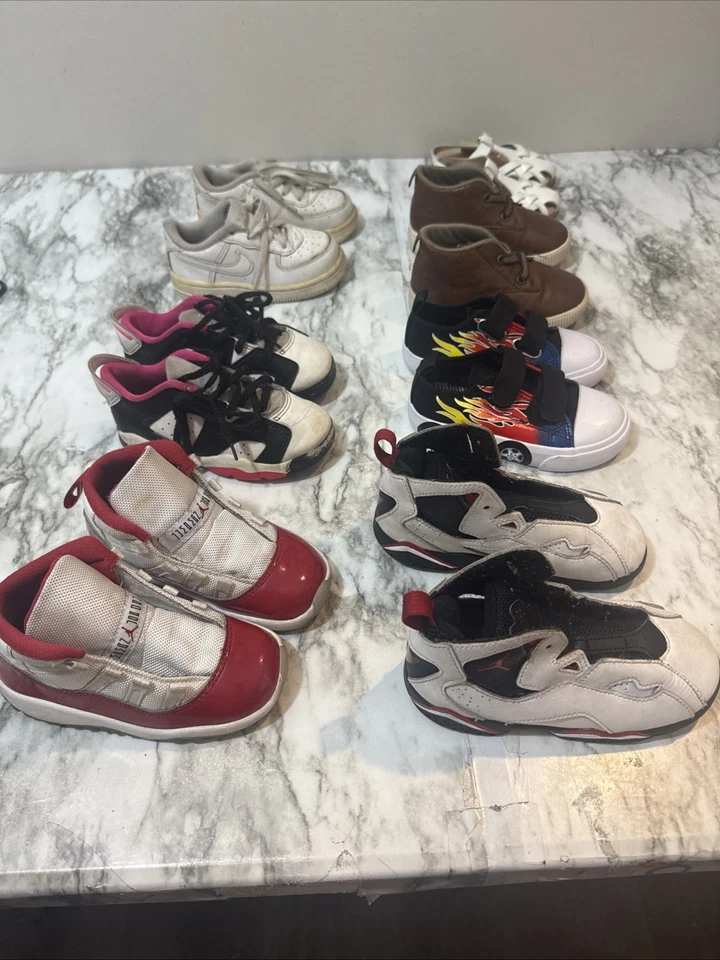 A lot of 7 toddlers shoes Nike, Air Jordan, Us Sports, Carters, Cat&jack. Sz6-8C - Image 1 of 4