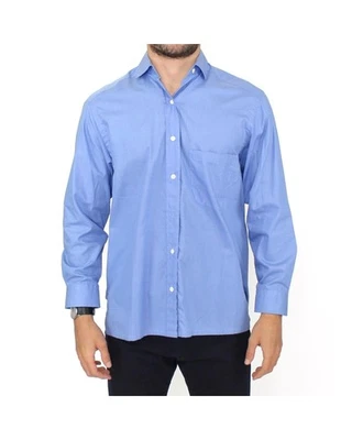 Ermanno Scervino LongSleeve Dress Shirt Classic Fit Men Blue - Imagem 1 de 4