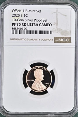 2025 S Lincoln Shield Cent 1C From 10 Coin Silver Set NGC PF70 RD Ultra Cameo TU - Image 1 of 2