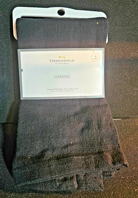 Threshold 4pk Cotton Easy Care Napkins Plain Weave Solid Hue 18"x18" Black NEW - Image 1 of 4