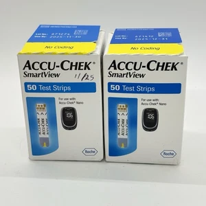 2 Accu-Chek SmartView Glucose Test Strips 50 Strips Per Box Brand New Exp 2025 - Picture 1 of 6