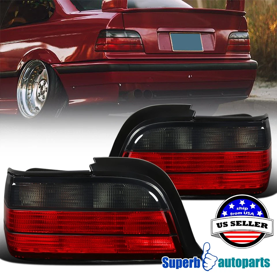 Fits 1992-1998 BMW 92-98 E36 3-Series 2Dr Red Smoke Tail Lights Rear Brake Lamps Foto 1 de 4