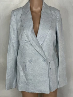 Blazer para mujer Peserico lino lúrex doble pecho talla 42/US 6 azul Foto 1 de 4