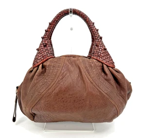 FENDI Mini Spy Bag Zucca Brown Leather Small Hand Bag Authentic - Picture 1 of 23