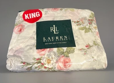 Nueva Sábana Ajustable Profunda Ralph Lauren King De Colección Faye Floral Rosa Prado Camino Floral Foto 1 de 4