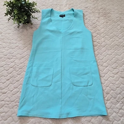 Topshop Aqua Sleeveless Mod Mini-Dress, Size 2 - Image 1 of 4