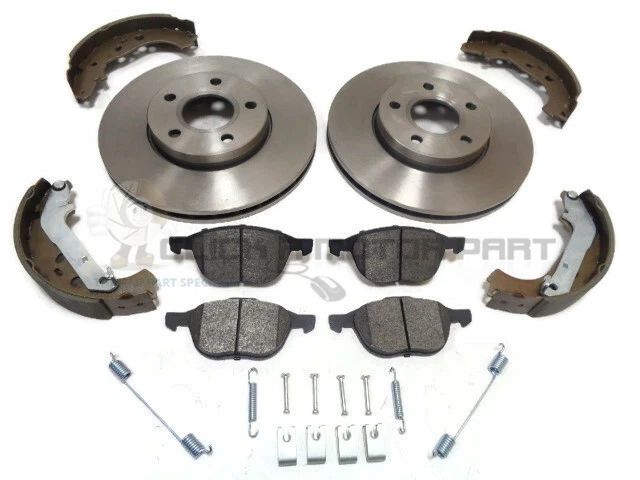 FORD FOCUS MK2 2005-2010 FRONT 2 BRAKE DISCS & PADS & REAR SHOES & FITTING KIT - Image 1 of 1