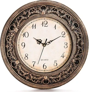 Silent Wall Clock 13 Inch Vintage Large Battery Operated round Bathroom - Picture 1 of 3