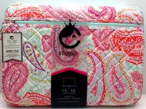 Studio C Paisley 16 Zoll Laptop Hülle Etui Grau Pink Neuwertig Grün - Bild 1 von 3