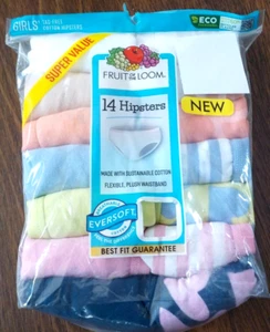 Fruit Of The Loom ~ Biancheria intima da bambina senza etichetta 14 paia cotone hipster ~ taglia 14 - Foto 1 di 2