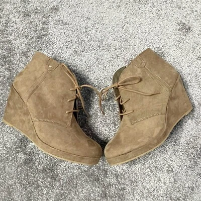 MERONA Wedge Booties Women’s Size 8.5 Tan Fabric Shoes New - Image 1 of 4