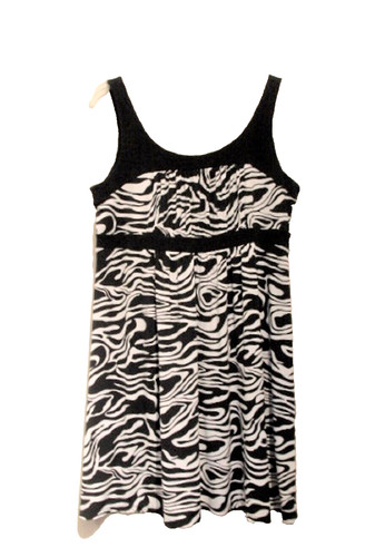 Abito smanicato donna MICHAEL KORS XL bianco e nero stampa animalier maglia