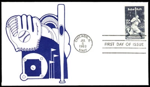 1983 Babe Ruth FDC Baseball Clip Art Rick Chase DRC Cachets - Picture 1 of 2