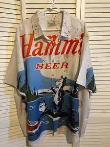 Vintage Y2K Royaura Hamms Bier Hemd Herren 4XL weiß mit Hamms Bierbären & Logo EXC - Bild 1 von 4