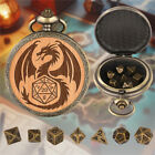 7 pièces ensemble de dés polyédriques en métal étui montre de poche dragon jeu de rôle de table