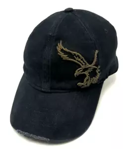 AMERICAN EAGLE hat black distressed-style stretch-fit adjustable cap Size: L/XL - Picture 1 of 9