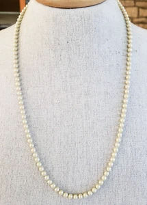 Vintage Oops A Daisy Cream Enamel Bead Ball Link Chain Necklace 25" Silver Tone - Picture 1 of 5