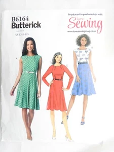 Vestido Butterick B6164 patrón de costura semi-ajustado talla 14 a 22 SIN USAR SIN CORTAR FF - Imagen 1 de 3