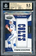 Peyton Manning Card 2010 Certified Fabric of the Game Team Die Cut #111 BGS 9.5