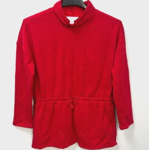 Liz Claiborne Red Mock Neck Long Sleeve Tunic Sweatshirt w/Fur Lining Sz Medium - Picture 1 of 9