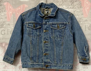 French Toast Jean Denim Jacket Kids Size 5 SpongeBob On The Back-Button Up - Picture 1 of 9