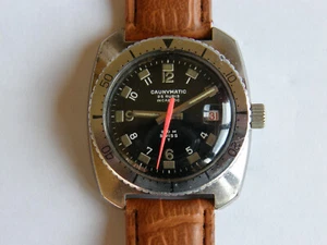 CAUNY-"CAUNYMATIC"-AUTOMATIC-OVERSIZE(38 MM)-SUB 210 METRI-FIRMATO-ETA 2472-RARO - Picture 1 of 12