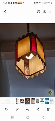 Lámpara colgante de vidrio de escoria gótica antigua de colección o lámpara de porche Foto 1 de 2