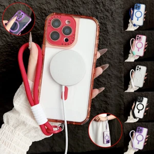 Magnetic Magsafe Case Wrist Strap Cover For iPhone 16e 16 15 14 Plus 13 Pro Max - Picture 1 of 24