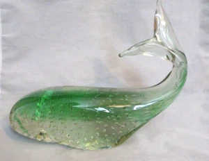 MURANO CONTROLLED BUBBLES "WHALE" LARGE FIGURE SCULPTURE (9" long) - Picture 1 of 5
