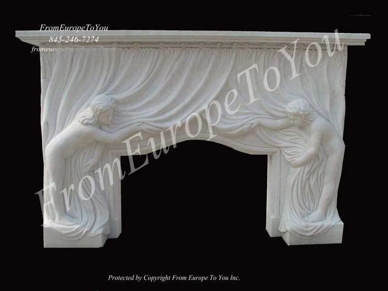 手工雕刻 CHERUB PEEK A BOO MARBLE MANTEL FPM41 — 第 1/1 张图片