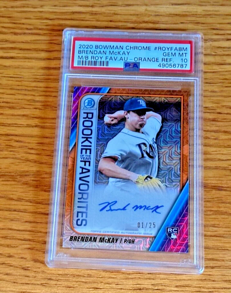 BRENDAN MCKAY 2020 Bowman Chrome #ROYFA-BM PSA 10 RC Orange Refractor Auto 1/25 - Image 1 of 2