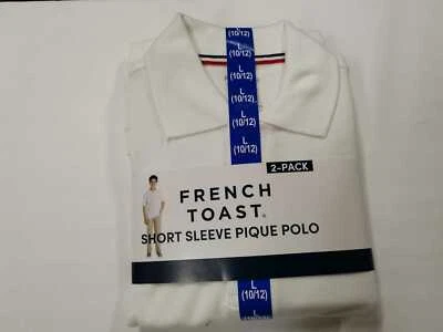 Camisa polo de piqué de manga corta French Toast para niños paquete de 2 colores WHT TALLA: L 10/12 Foto 1 de 2