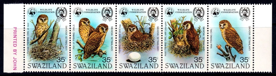 Swazilandia 1982 hembra búho pescador WWF como nuevo MNH conjunto tira SG 399a SC 405 CV $110 Foto 1 de 1