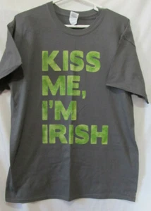 T-shirt uomo grande Gildan cotone pesante grafica giorno di San Patrizio grigio irlandese SS - Foto 1 di 2