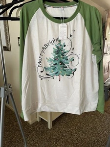 Women's long sleeve white Christmas Shirts  - Picture 1 of 5