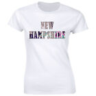 New Hapmshire Floral State Name T-Shirt for Women Hometown State Pride Gift Tee