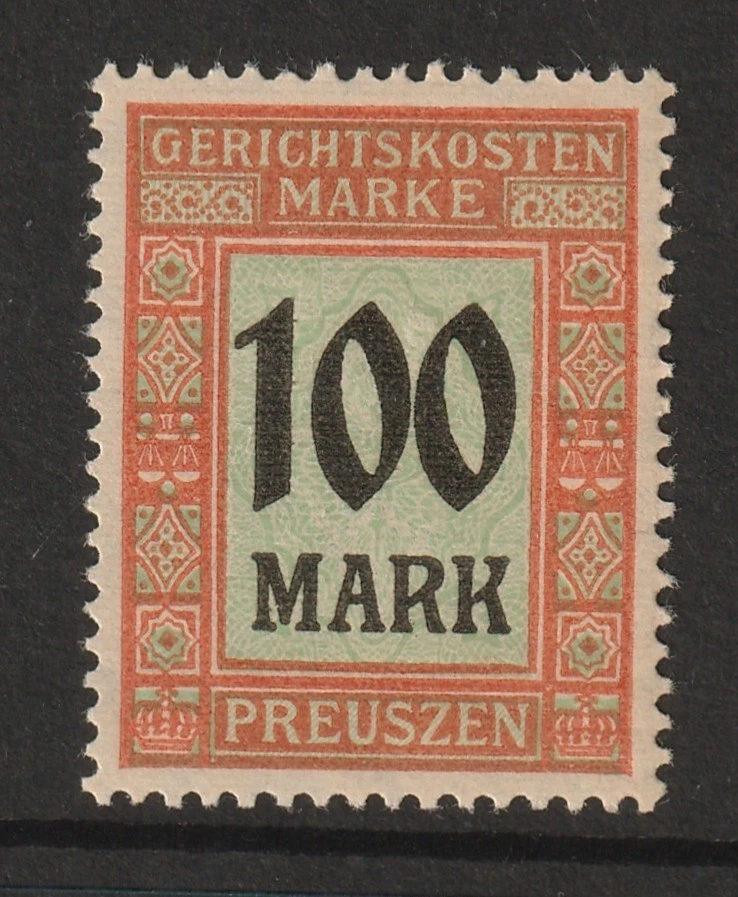 Prussia Early 1900s 100m Court Fee Mint LH / Wmk Qfoil - S45038 - Image 1 of 1