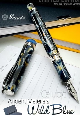 PINEIDER LA GRANDE BELLEZA ANTIGUA CELULOIDE AZUL SALVAJE PLUMA ESTILOGRÁFICA Foto 1 de 4