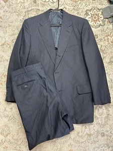 VINTAGE 70s Brooks Brothers Suit Mens 42 Classic Navy Pinstripe Wool 36x28 - Picture 1 of 5