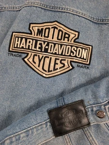 Vtg Harley Davidson Denim Trucker Jacket Mens XL Motorcycle Biker Embroidered - Picture 1 of 18