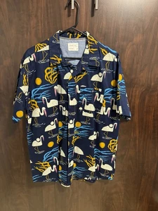 Sovereign Code, Blue Bird & Water Short Sleeve Button Shirt, XL - Picture 1 of 5