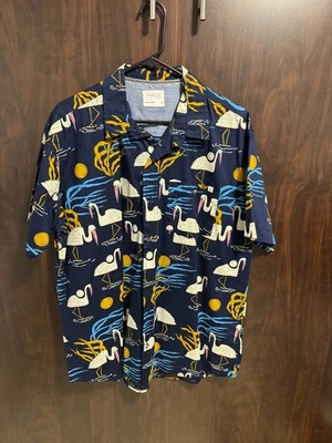 Sovereign Code, Blue Bird & Water Short Sleeve Button Shirt, XL - Image 1 of 4